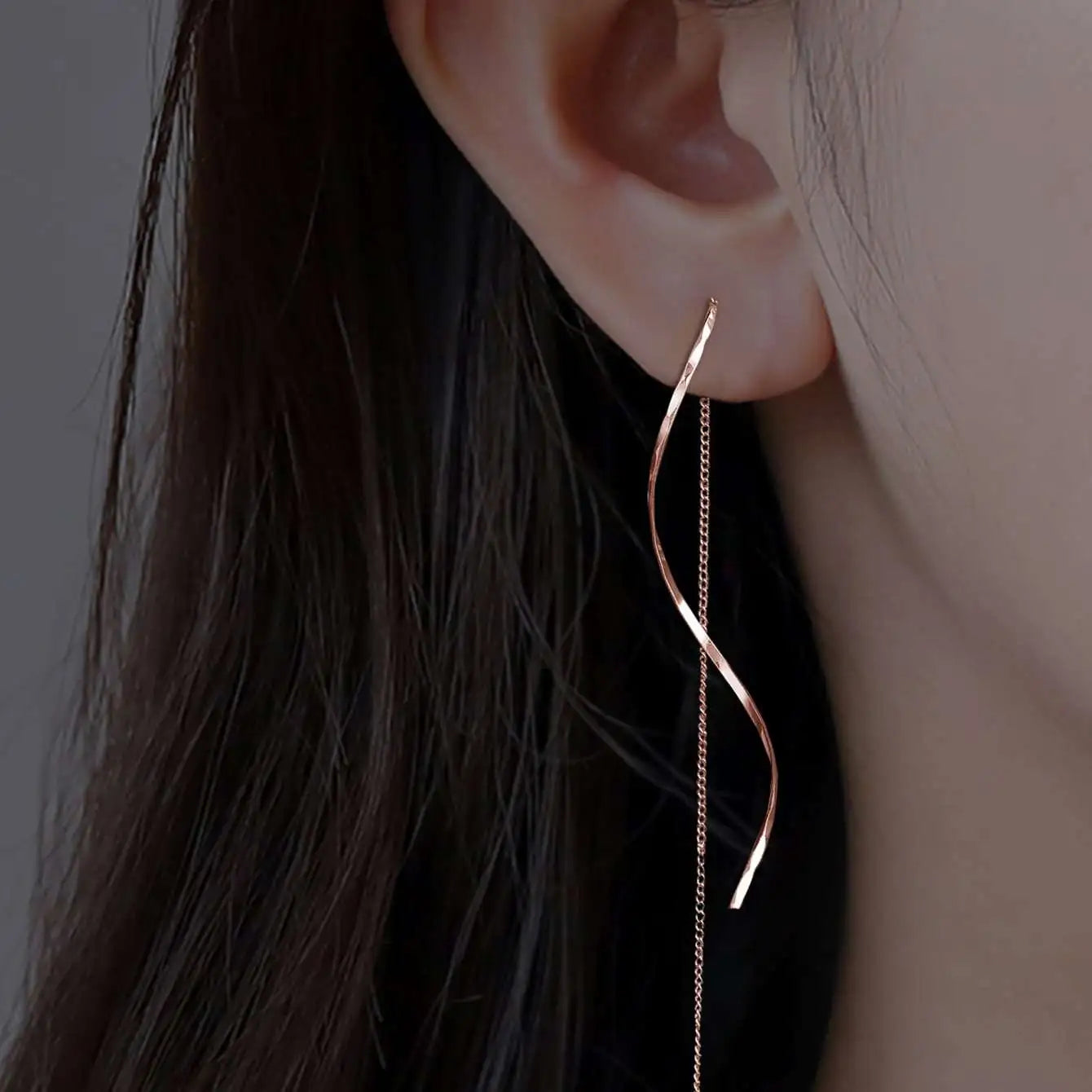 Thea | Wave Threader Earrings