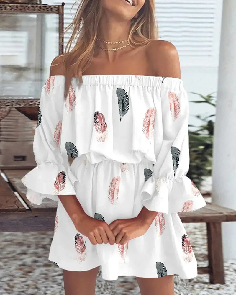 ELSIE | Sexy Off-shoulder Printed Dress