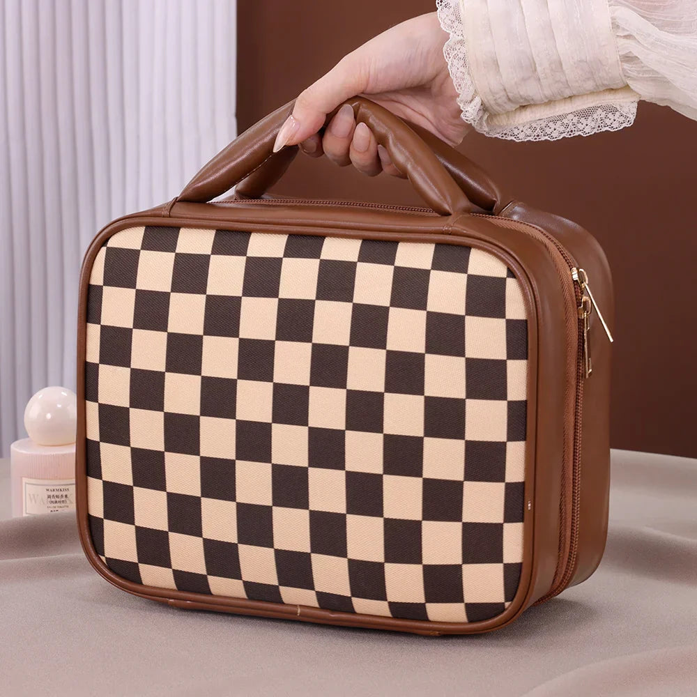 Sophia | Luxury Checked Spacious Cosmetic Organizer