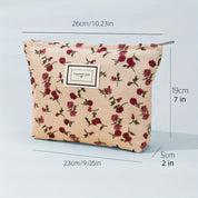 Jaycee | Elegant Rose Makeup Bag with Large Capacity