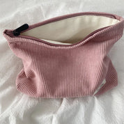 Large Capacity Corduroy Travel Cosmetic Bag with Zipper