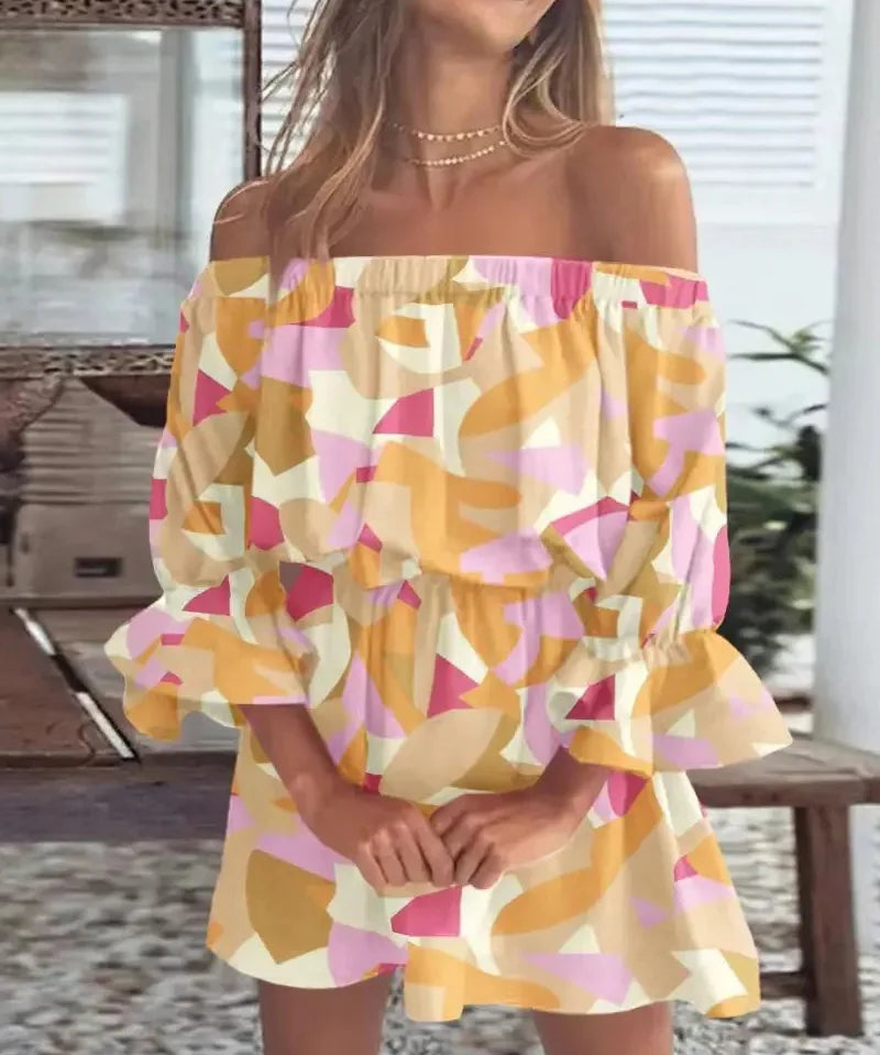 ELSIE | Sexy Off-shoulder Printed Dress