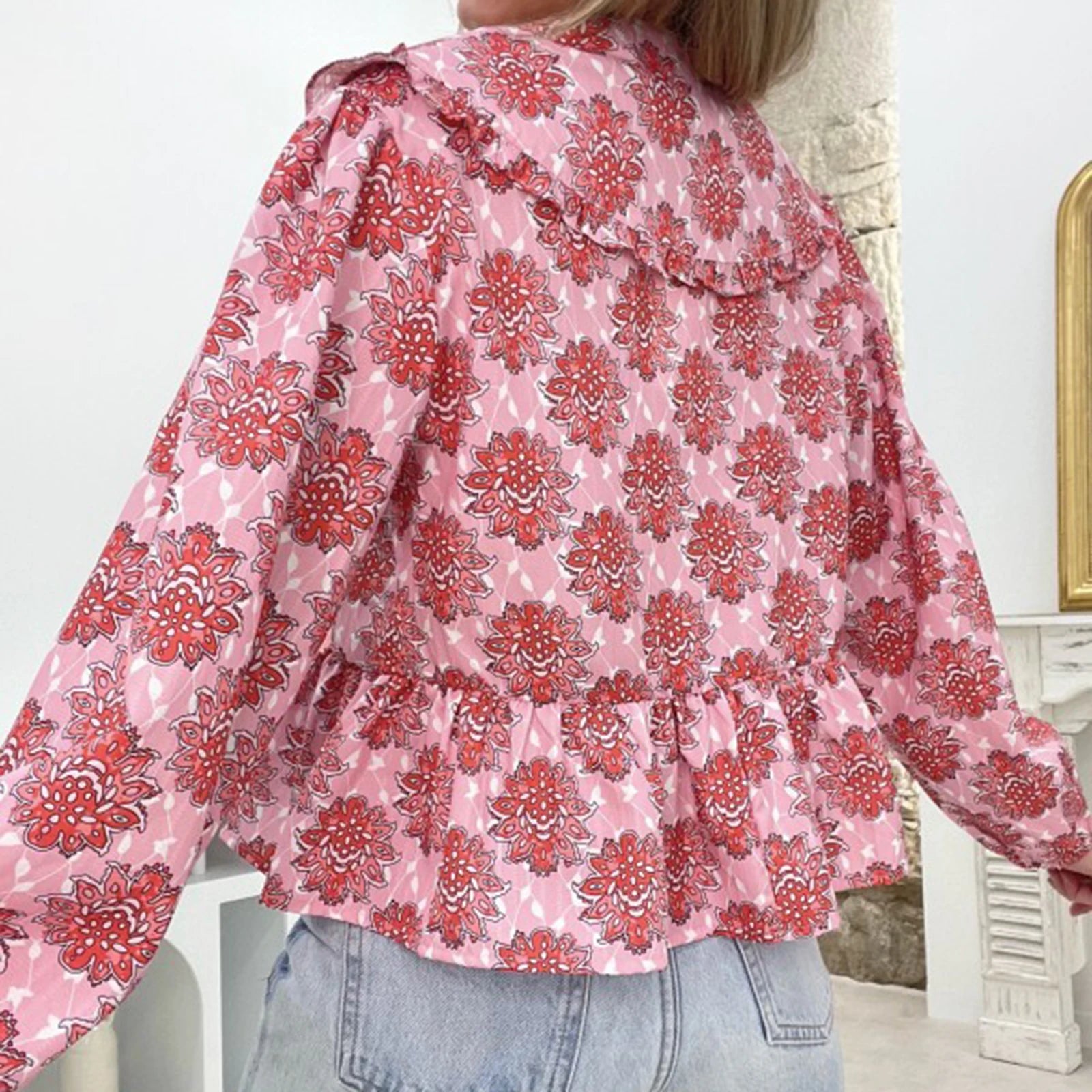 Macey | Stylish Long Sleeve Floral Print Blouse