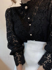 Margarett | Elegant Floral Lace Turtleneck Shirt