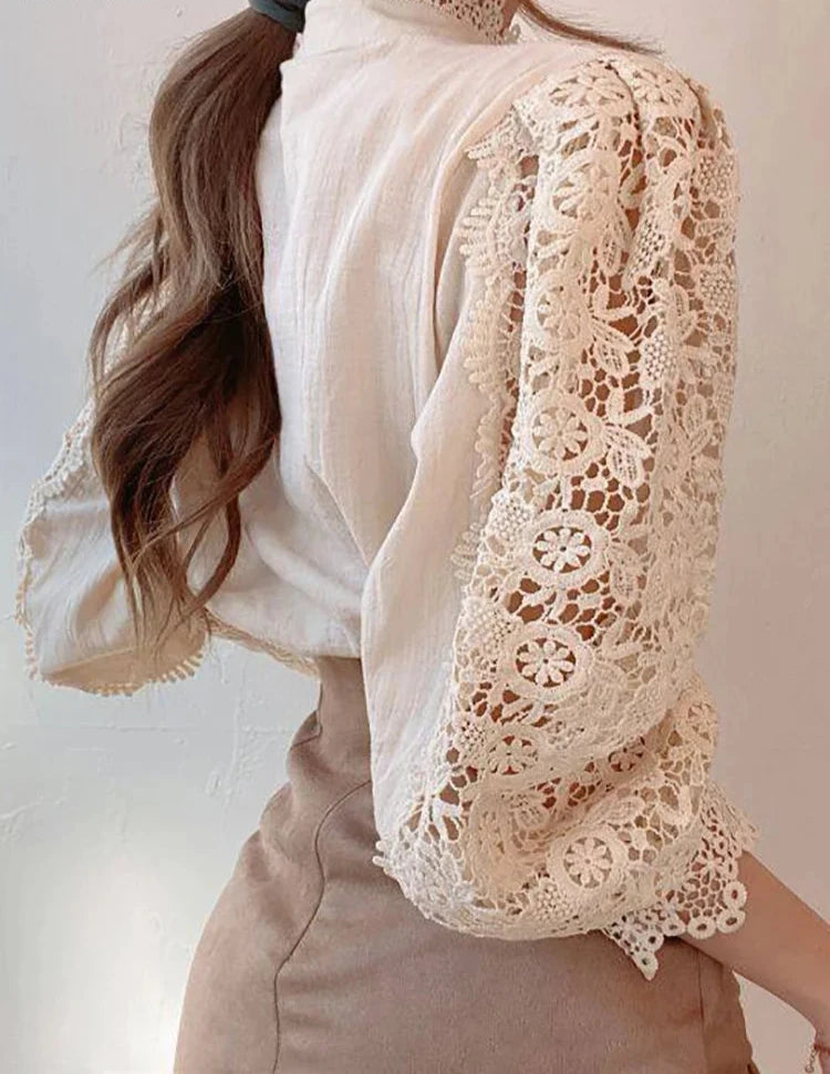 Margarett | Elegant Floral Lace Turtleneck Shirt