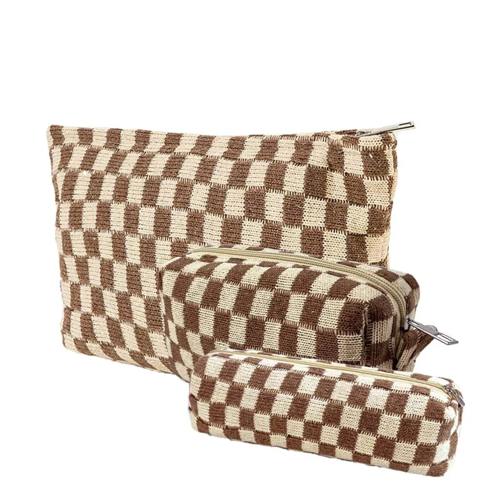 Claire | Stylish and Functional Checked Beauty Organizer Set