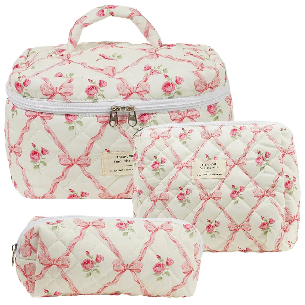 Elisse | Elegant Padded Makeup Bag Set with Floral Design