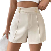 CLAIRE | Vintage High Waist Gold Button Elegant Shorts