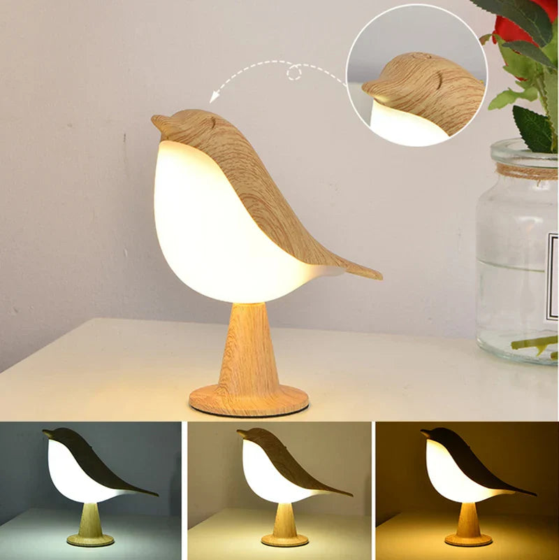 GlowNest | Wooden Bird-Shaped Night Lamp