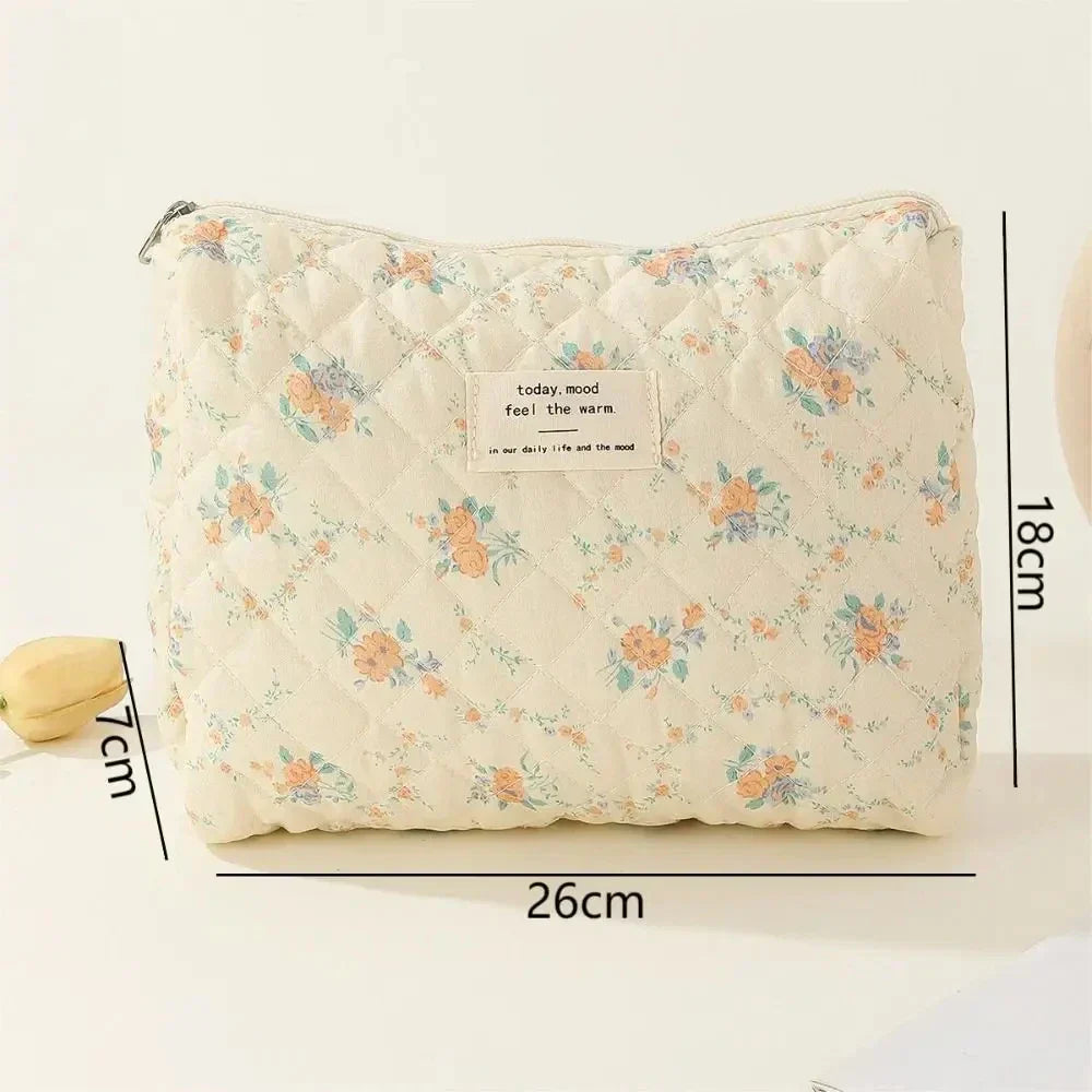 Ailany | Elegant Quilted Floral Makeup Bag