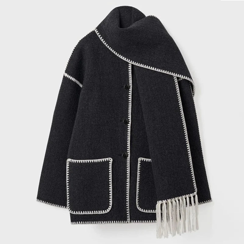 BRONTE | Elegant Warm Jacket with Scarf