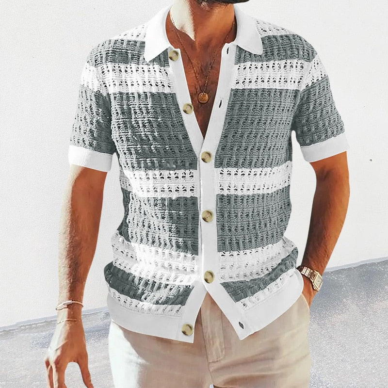 JAKE | Casual Knitted Shirt Short Sleeves Men