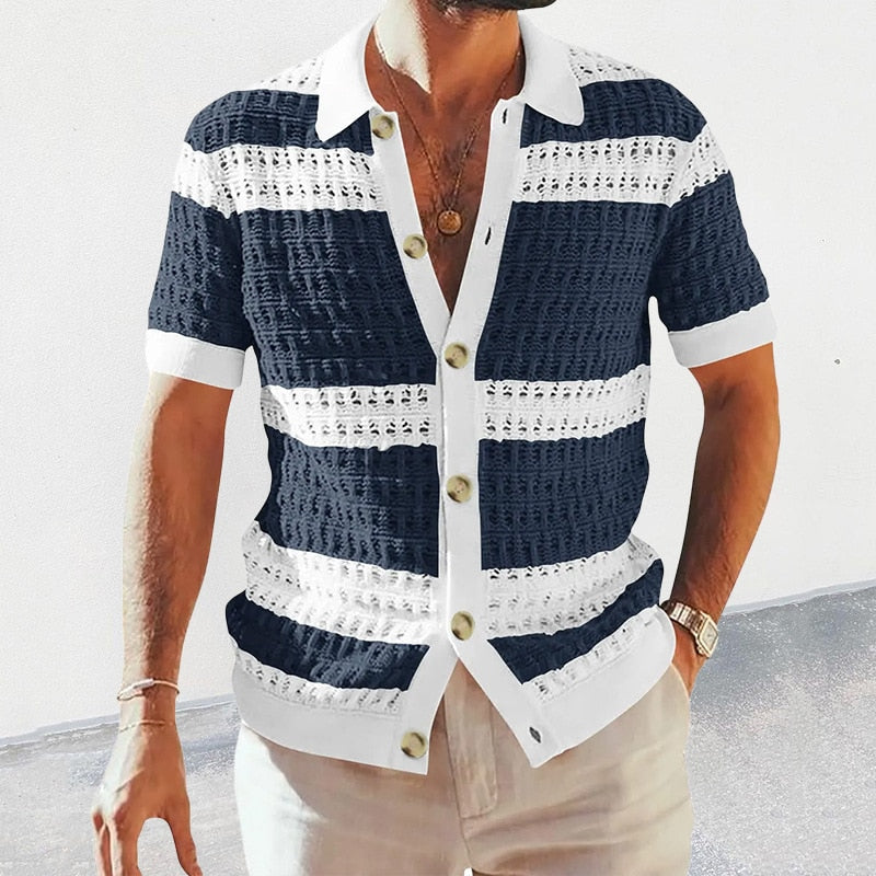 JAKE | Casual Knitted Shirt Short Sleeves Men