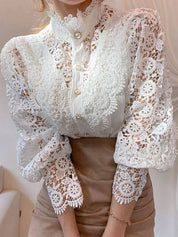 Margarett | Elegant Floral Lace Turtleneck Shirt