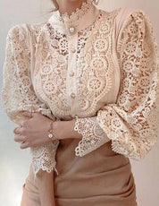 Margarett | Elegant Floral Lace Turtleneck Shirt