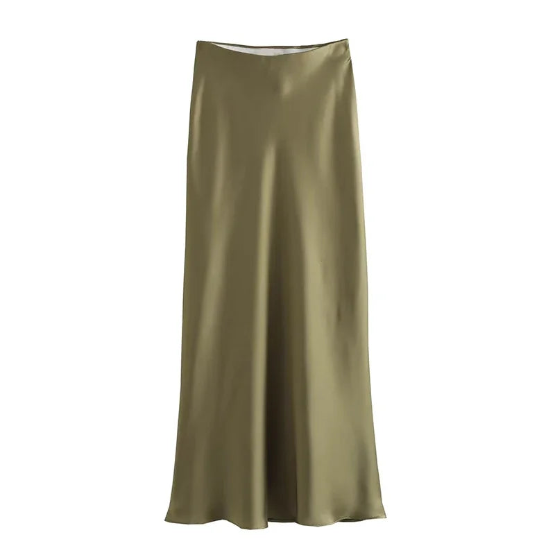 ADDISON | Elastic High Waist Long Skirt