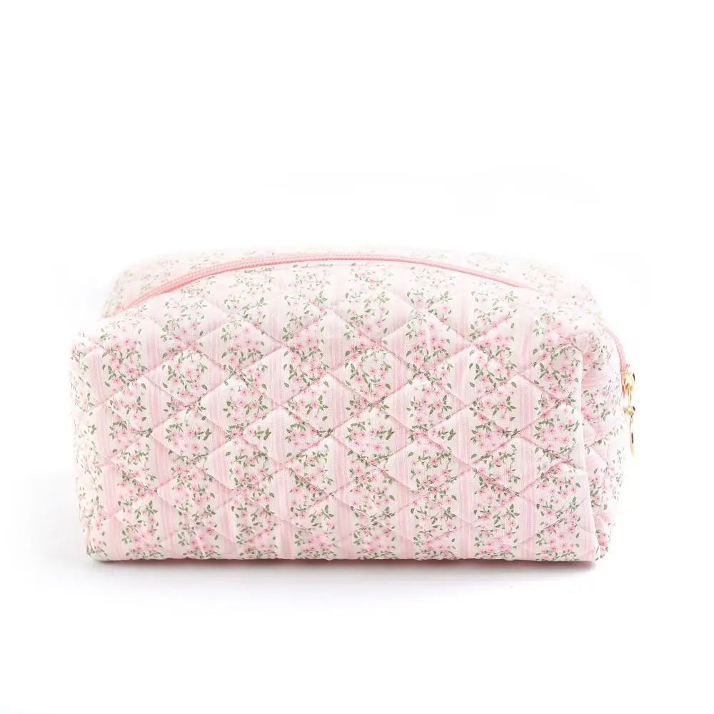 Clara | Padded Quilted Floral Makeup Bag