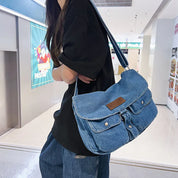 Abby | Spacious Multi-pocket Trendy Denim Crossbody Messenger Bag