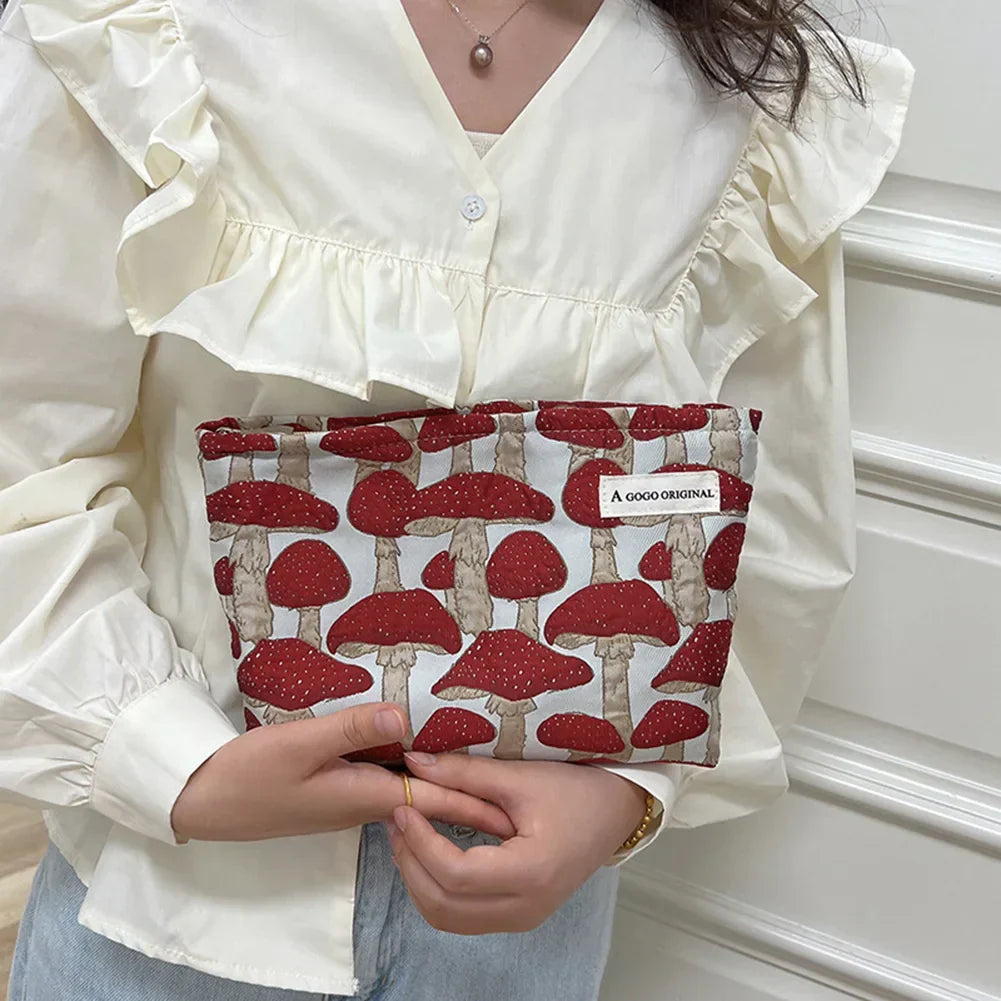 Ellie | Cute Mushroom Print Cosmetic Bag