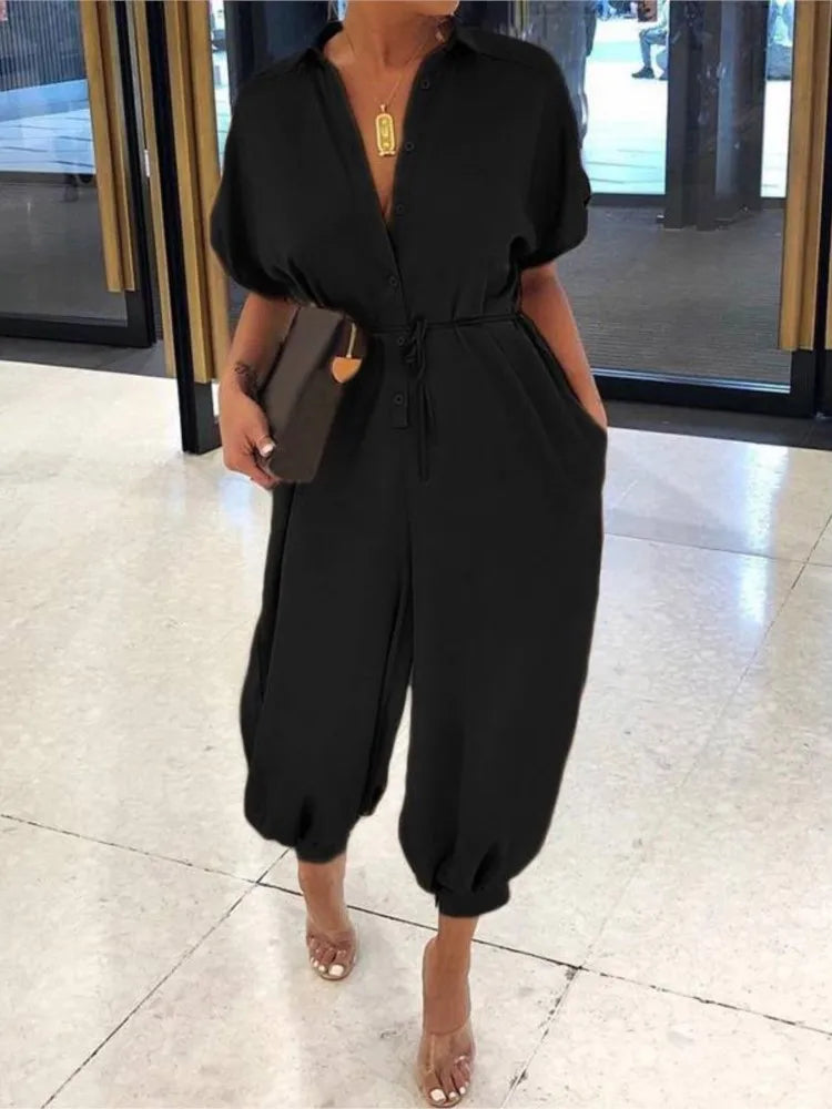 OLIVIA | Overall V-Neck Jumpsuit