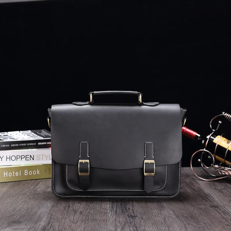 Liam | Retro PU Leather Briefcase Crossbody Messenger Bag