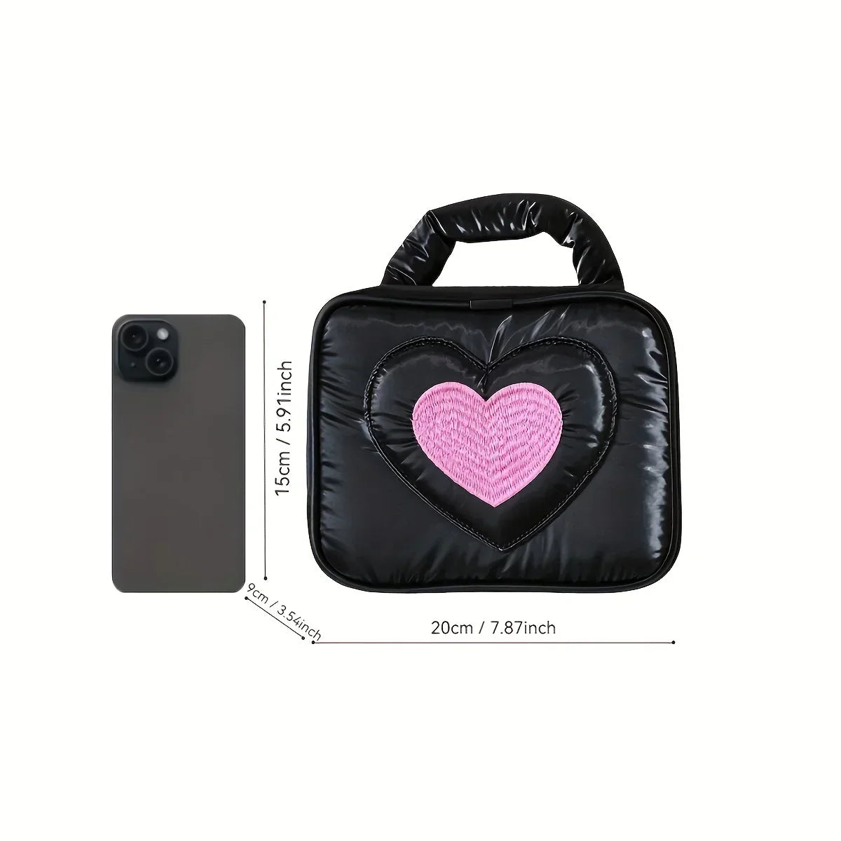 Etta | Heart Embroidery Travel Cosmetic Makeup Toiletry Bag