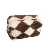 Jazmine | Checkered Soft Plush Makeup Pouch