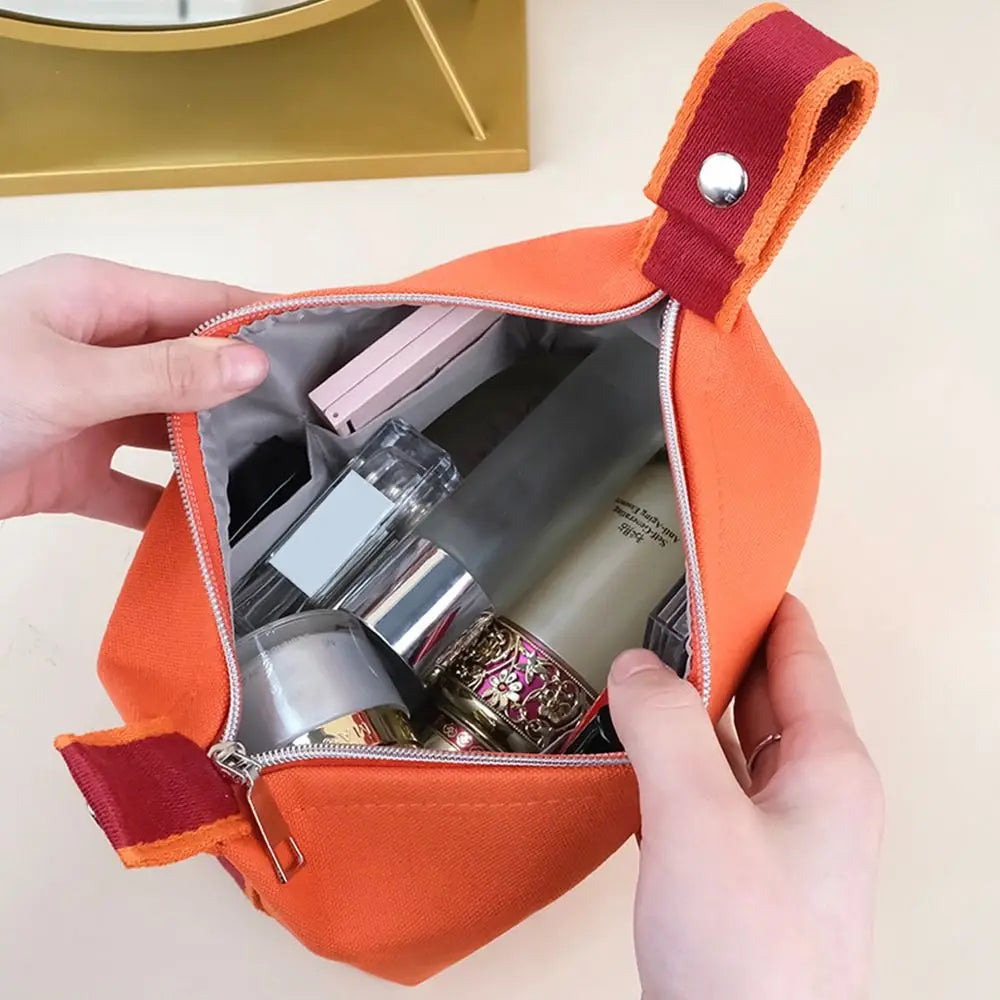 Kimora | Portable Canvas Cosmetic Bag with Multiple Compartments