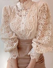 Margarett | Elegant Floral Lace Turtleneck Shirt