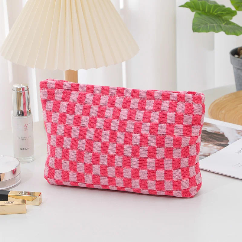 Ruthie | Checkered Aesthetic Makeup Pouch