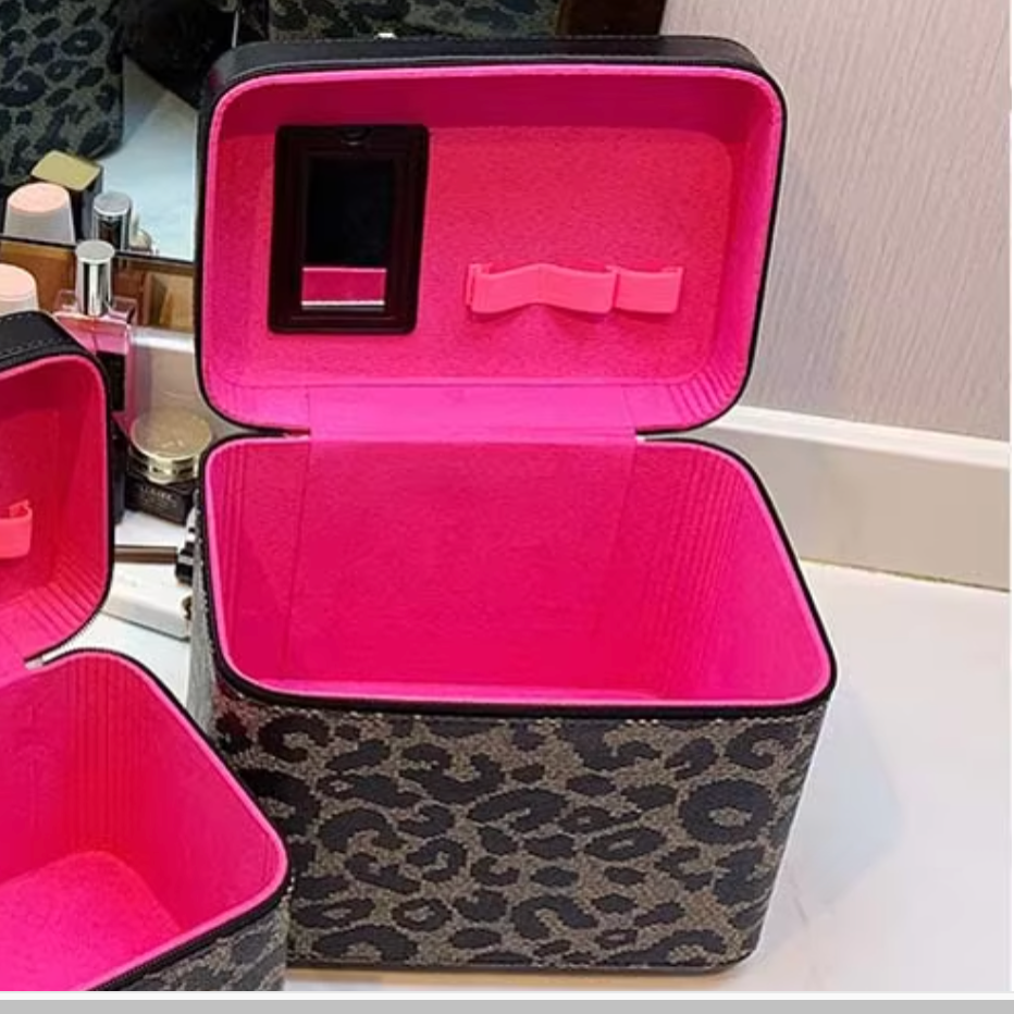 Keyla | Women's Travel Cosmetic Bag with Leopard Print Organizer