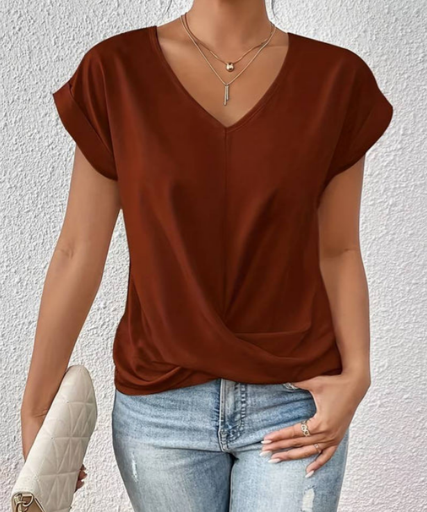 CHLOE | Versatile Draped V-neck Blouse