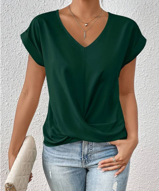 CHLOE | Versatile Draped V-neck Blouse