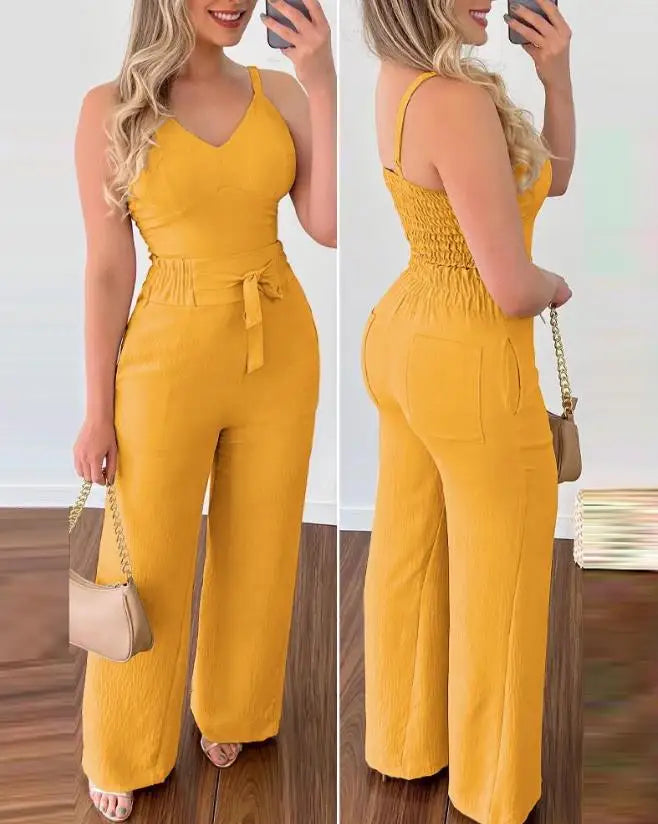 SADIE | Shirred Two-Piece Jumpsuit Set