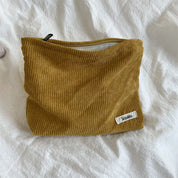 Large Capacity Corduroy Travel Cosmetic Bag with Zipper