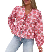 Macey | Stylish Long Sleeve Floral Print Blouse