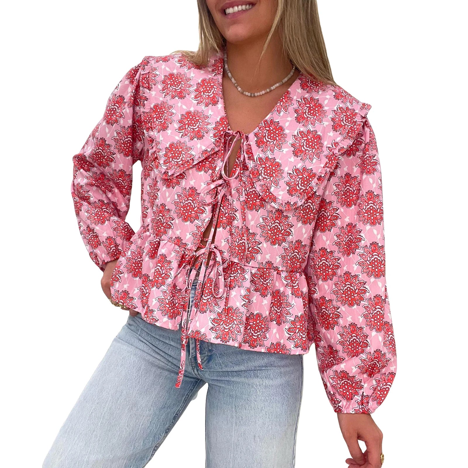 Macey | Stylish Long Sleeve Floral Print Blouse