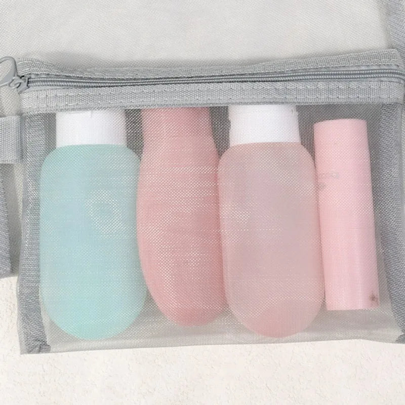 Keily | 3-piece Nylon Mesh Cosmetic and Toiletry Bag Set