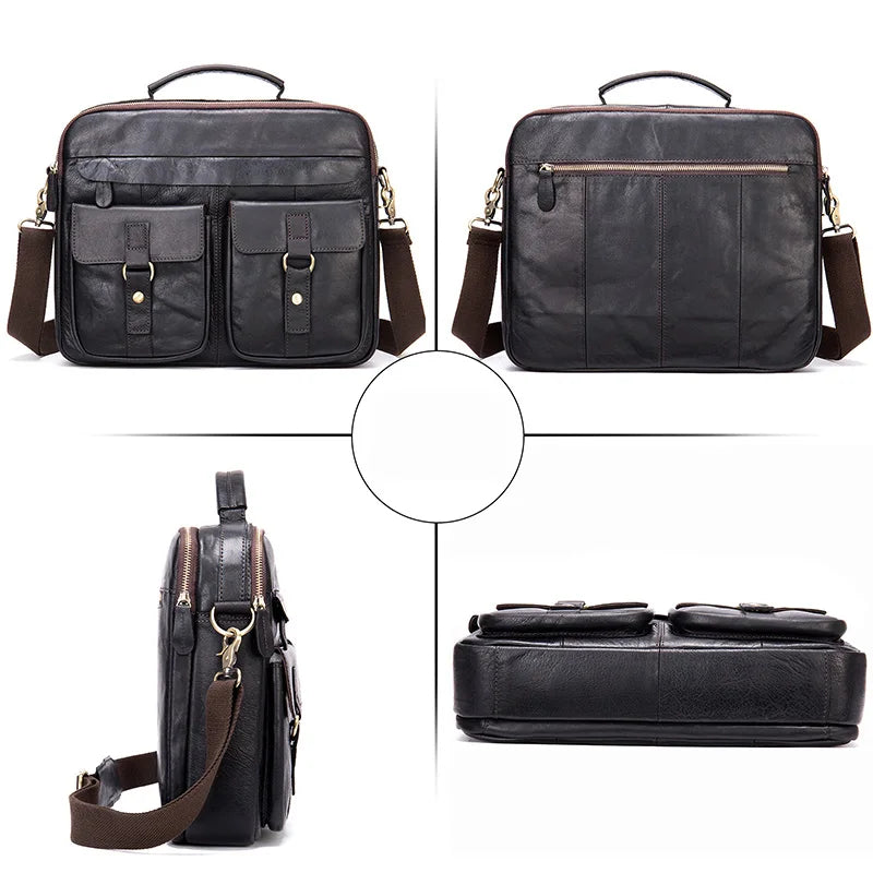 Max | Genuine Leather Briefcase Crossbody Messenger Travel Bag