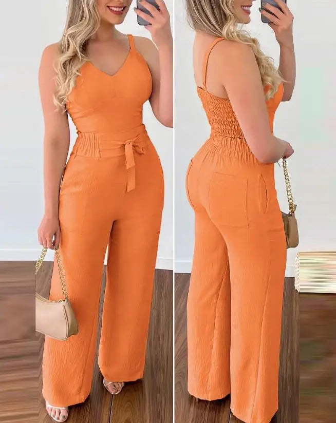 SADIE | Shirred Two-Piece Jumpsuit Set