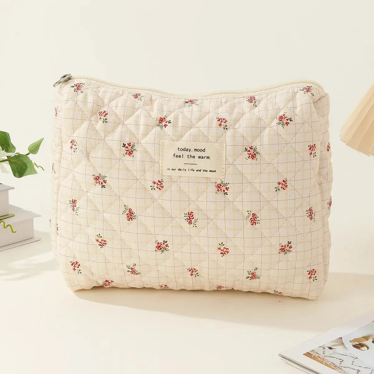 Ailany | Elegant Quilted Floral Makeup Bag