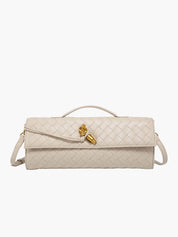 Arviel | Luxe Woven Handbag with Gold Closure