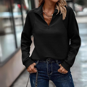 CHIC | Elegant Zip-Up Sweater Ribbed