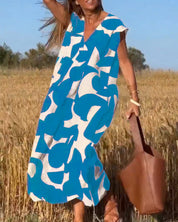 CLAIRE | V-neck Printed Maxi Dress