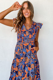 BOHO | Floral Dress with V-neckline and Ruffles