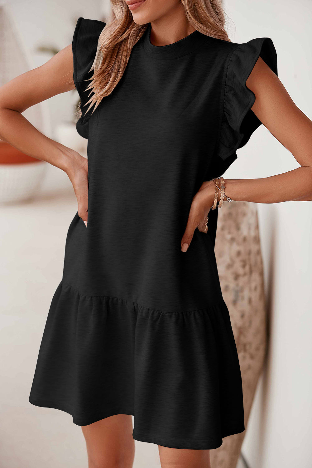 Shift Dress with Round Neck