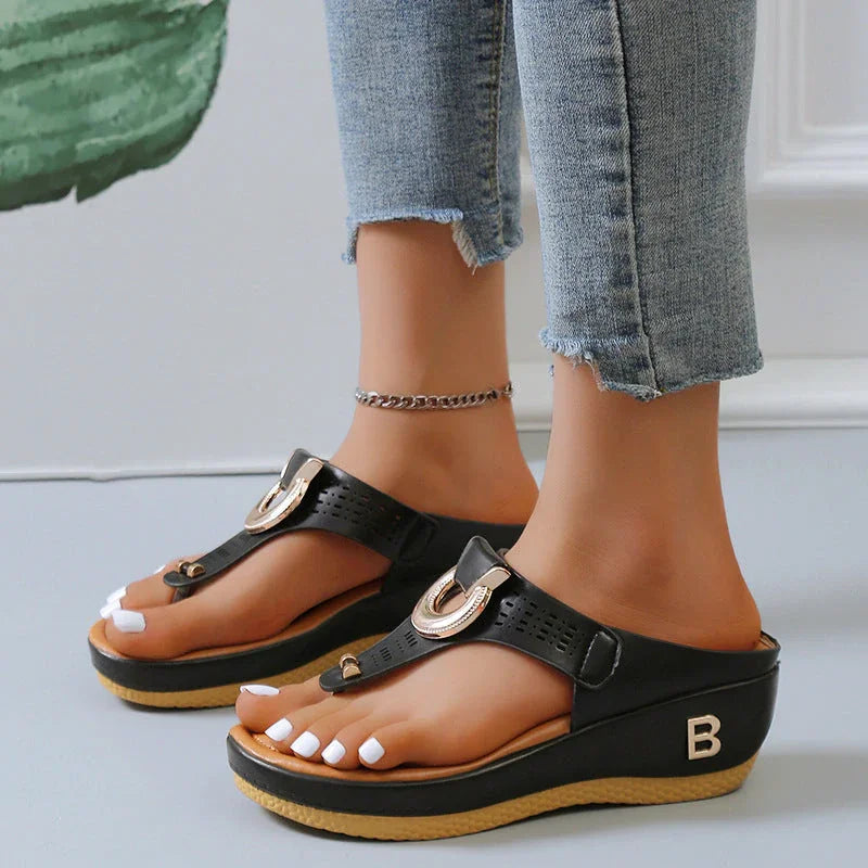 ADELAIDE | Leather Wedge Sandals