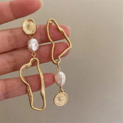 EVERLY | Unique Gold Accent Pearl Earrings