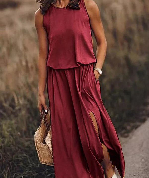 Rania | Flowing Slit Maxi Dress for Effortless Elegance