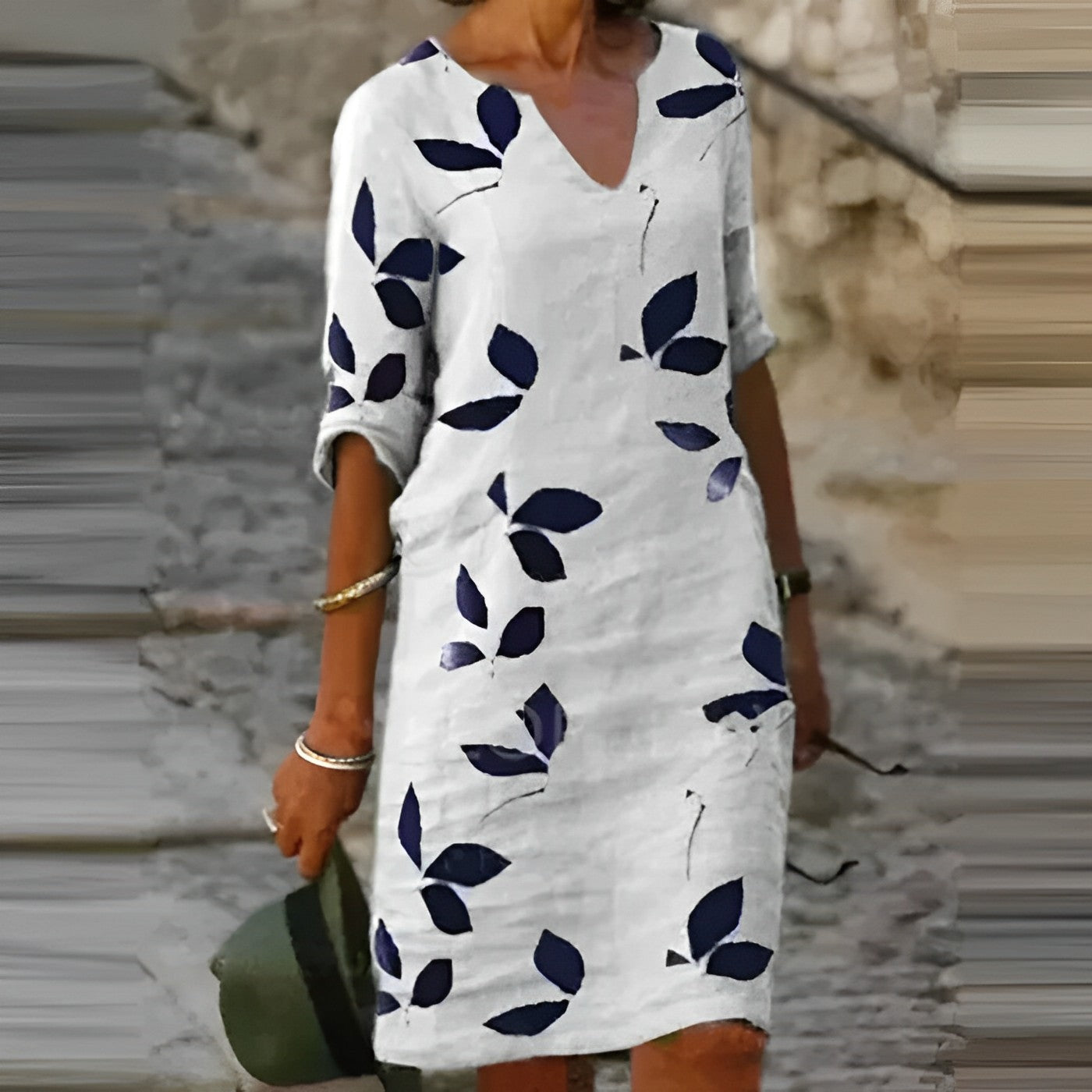 ELIZA | Leaf Print Summer Dress